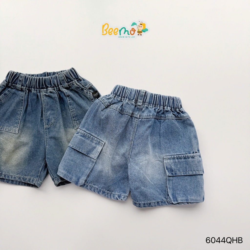 Quần short Jean Beemo thiết kế túi hộp năng động, chất liệu jean mềm mại cho bé 11-24kg