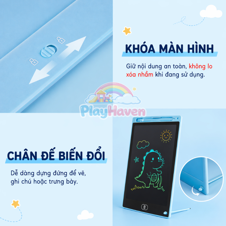 Bảng vẽ tự xoá LCD 8.5 inch cho bé đồ chơi vẽ thông minh tập viết và sáng tạo