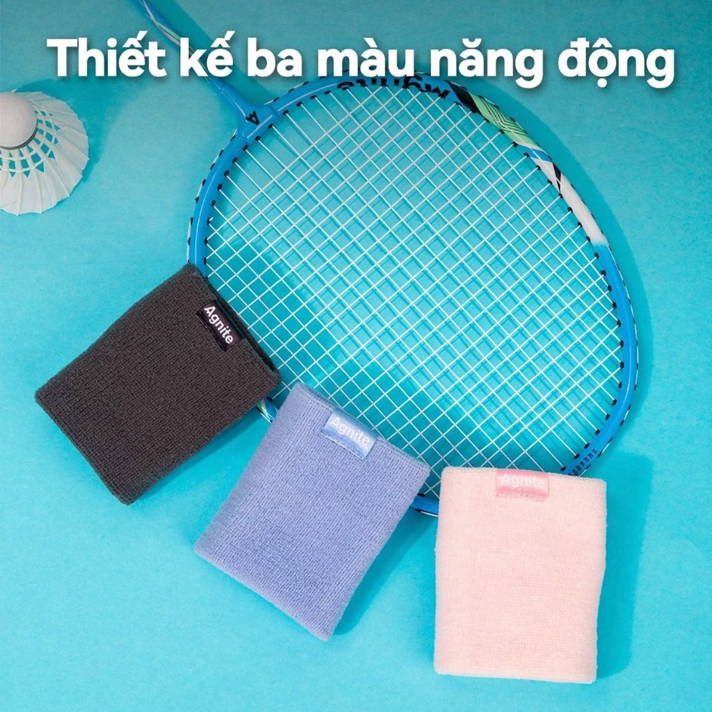 Cặp 2 băng đeo cổ tay thể thao AGNITE, chất liệu cotton thấm hút mồ hôi, phù hợp nhiều bộ môn thể thao - FL102