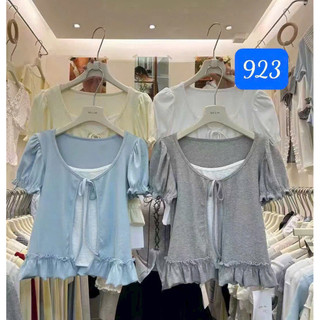 LT -  Áo thun nữ dây buộc giả set, chất thun zip cotton mềm free size 1697