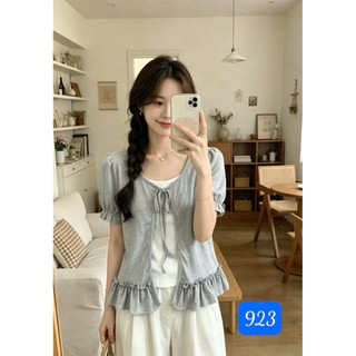 LT -  Áo thun nữ dây buộc giả set, chất thun zip cotton mềm free size 1697
