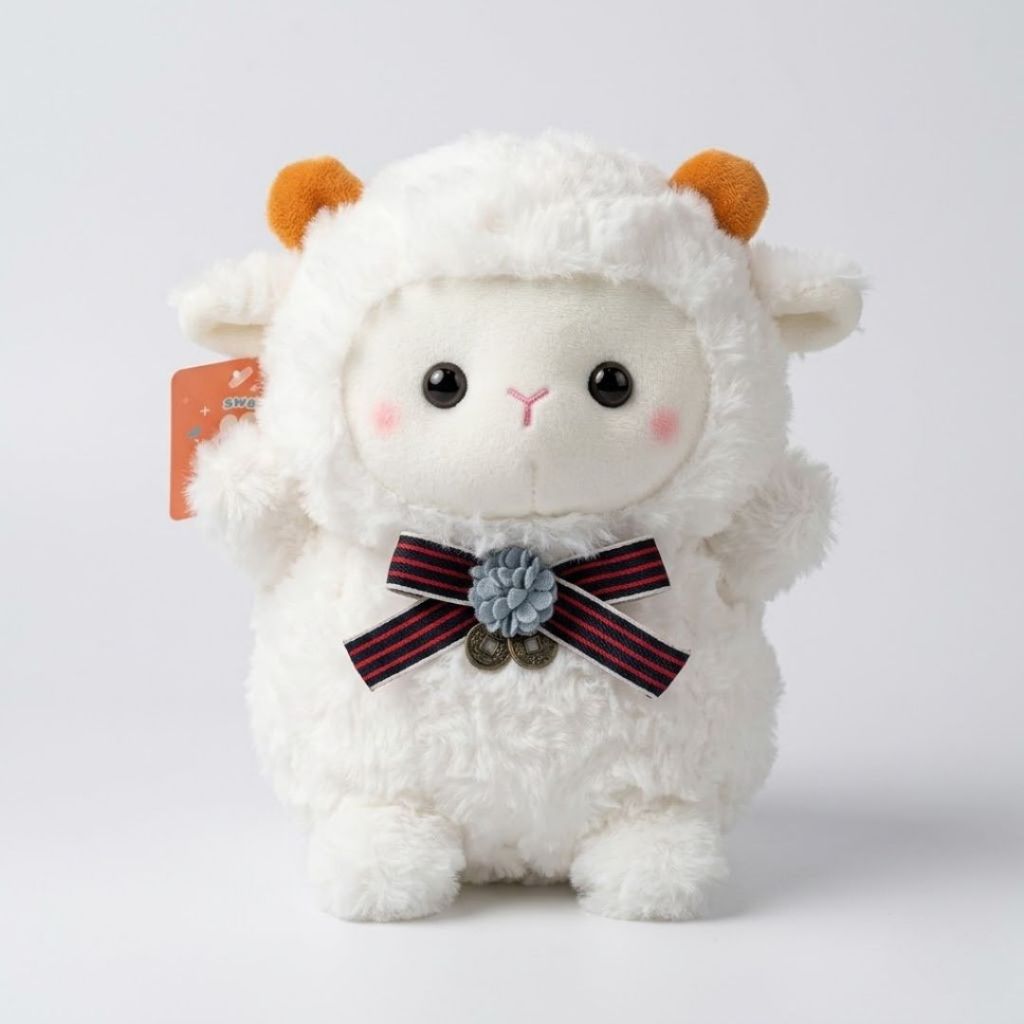 Gấu Bông Cừu Trắng Mini Siêu Dễ Thương, Cừu Bông Đính Hoa Siêu Xinh Làm Quà Tặng Sinh Nhật, Decor Bàn