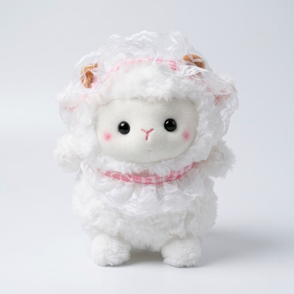 Gấu Bông Cừu Trắng Mini Siêu Dễ Thương, Cừu Bông Đính Hoa Siêu Xinh Làm Quà Tặng Sinh Nhật, Decor Bàn