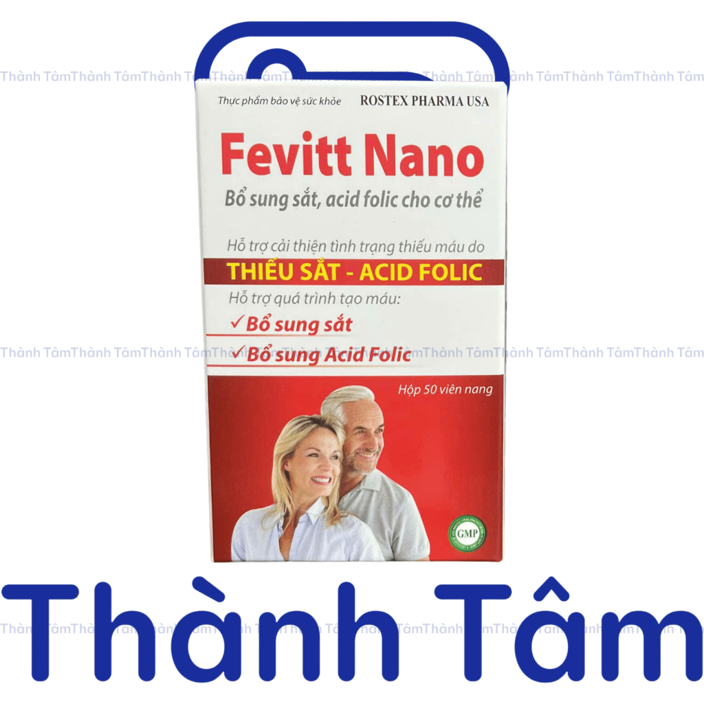 (Chai 50v) Viên uống FEVITT NANO 50V bổ sung sắt, acid folic, bổ máu, cải thiện tình trạng thiếu máu