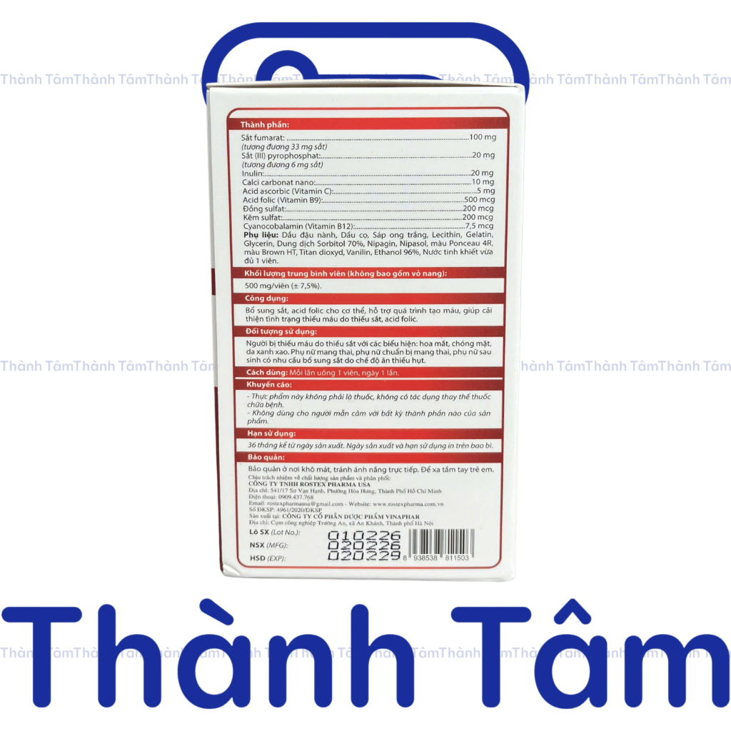 (Chai 50v) Viên uống FEVITT NANO 50V bổ sung sắt, acid folic, bổ máu, cải thiện tình trạng thiếu máu