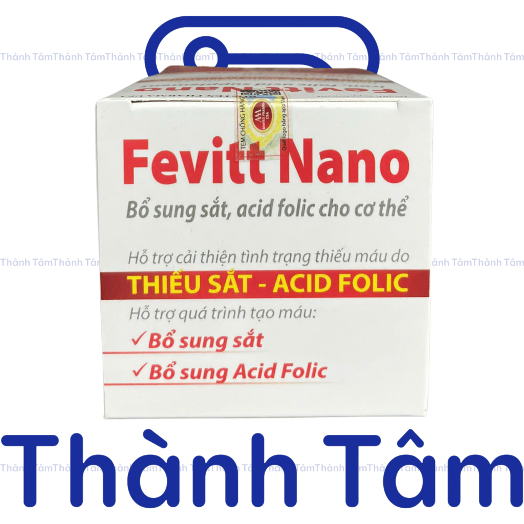 (Chai 50v) Viên uống FEVITT NANO 50V bổ sung sắt, acid folic, bổ máu, cải thiện tình trạng thiếu máu