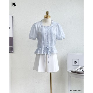Áo Kiểu Nữ Twentyfive Tay Phồng Dáng Peplum, Nơ Eo Dễ Thương Phong Cách Hàn Quốc Thanh Lịch 7171