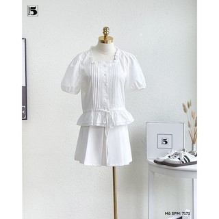 Áo Kiểu Nữ Twentyfive Tay Phồng Dáng Peplum, Nơ Eo Dễ Thương Phong Cách Hàn Quốc Thanh Lịch 7171