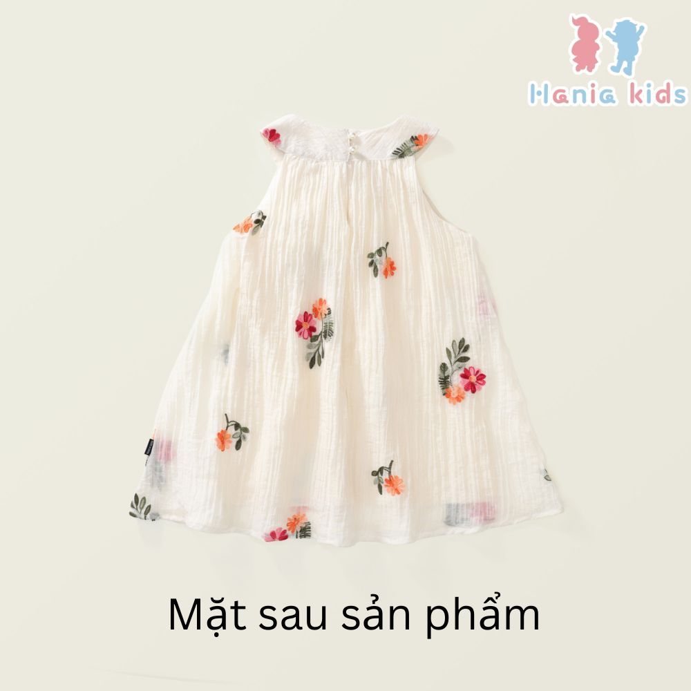 Váy Cho Bé Gái, Váy Yếm Cho Bé Gái Thêu Hoa Cổ Đính Cườm Chất Liệu Voan Mềm Mại 2 Lớp Size 9-12kg