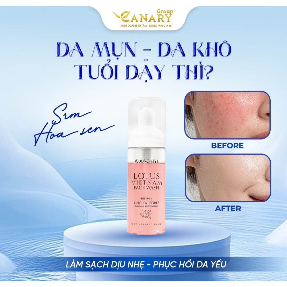 Bộ đôi sữa rửa mặt hoa sen + kem chống nắng rau má chăm sóc da Woong Hye, 55ml, 50g - Woong Hye