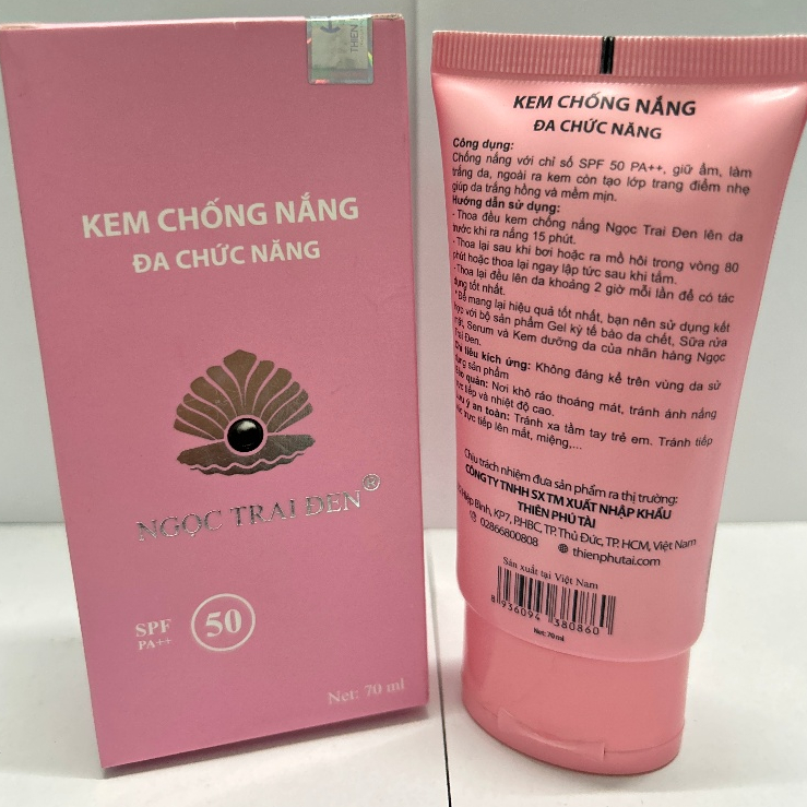 Kem Chống Nắng Ngọc Trai Đen -  Dưỡng Trắng, Làm Dịu Da, Kiềm Dầu, Nâng Tone [Hồng]