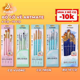 [Giảm 5K] Bộ Cọ Vẽ Màu Nước Artmate Cao Cấp 4/10 Món Bút Lông Vẽ Màu Nước, Màu Acrylic, Màu Gouache Đa Năng