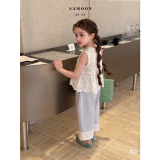 [B&G] Sét bộ áo ren trắng kèm quần dài ống suông xanh cho bé gái từ 10-45kg(2-12 tuổi)