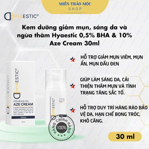 Kem dưỡng giảm mụn, sáng da và ngừa thâm Hyaestic 0,5% BHA & 10% Aze Cream 30ml