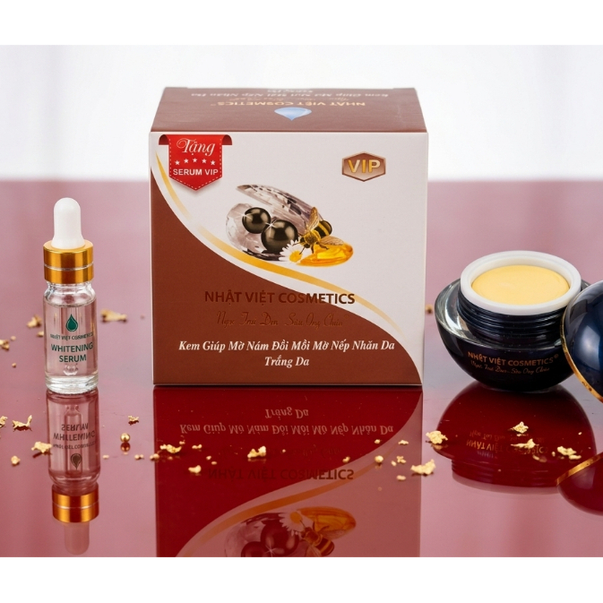Kem Nhật Việt (Trắng Nâu) Ngọc Trai Đen Hỗ Trợ Mờ Nám Tàn Nhang, Dưỡng Sáng 25g