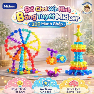 Đồ Chơi Xếp Hình 3D 200 Mảnh Kèm Sách Hướng Dẫn Cho Bé-Hộp Ghép Hình Mideer Snowflake Blocks Giáo Dục Phát Triển Não Bộ