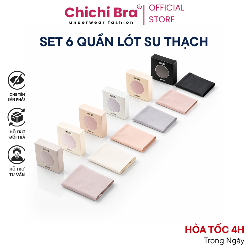 COMBO 6 Quần Lót Nữ CHICHI HOUSES Su Thạch Băng Lụa Kháng Khuẩn Siêu Tàng Hình -- 6135