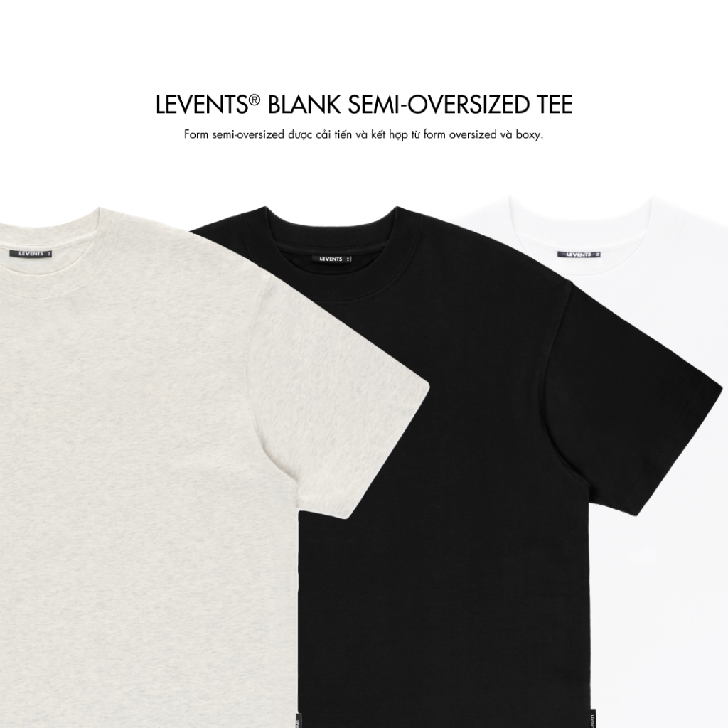 Áo Thun Trơn Levents Blank Semi-Oversized Tee 100% Cotton T-shirt | BigBuy360 - bigbuy360.vn