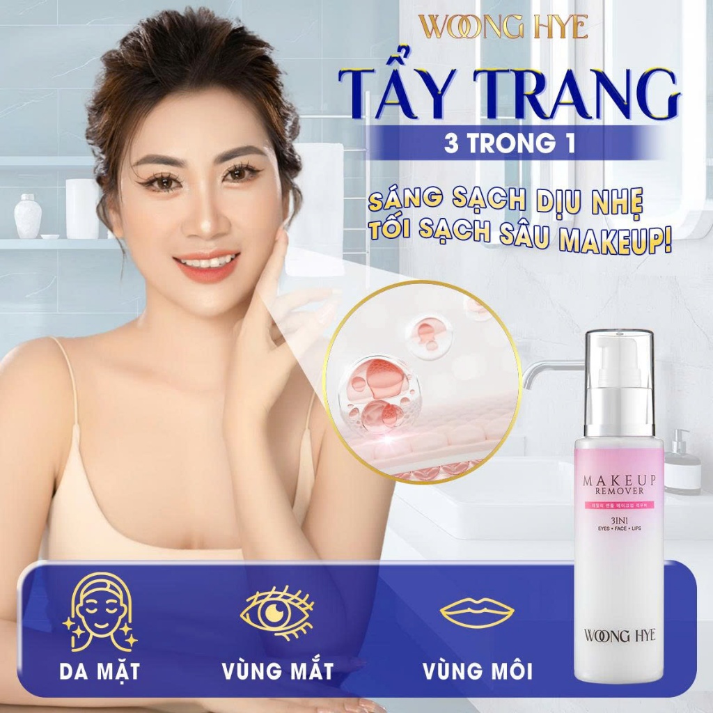 Sữa Tẩy Trang 3 trong 1 WoongHye, dưỡng ẩm và phục hồi da 100ml - Makeup Remover 3in1