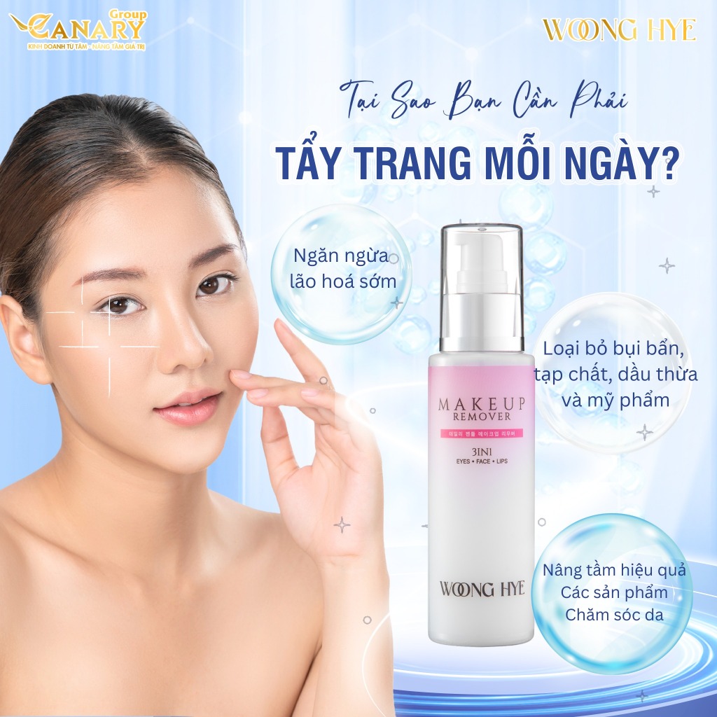 Sữa Tẩy Trang 3 trong 1 WoongHye, dưỡng ẩm và phục hồi da 100ml - Makeup Remover 3in1