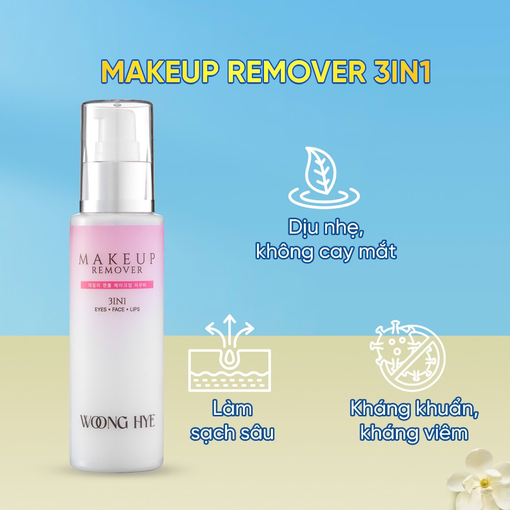 Sữa Tẩy Trang 3 trong 1 WoongHye, dưỡng ẩm và phục hồi da 100ml - Makeup Remover 3in1