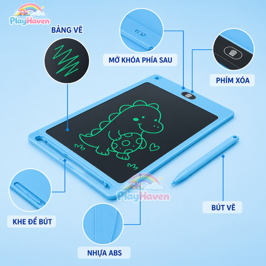Bảng vẽ tự xoá LCD 8.5 inch cho bé đồ chơi vẽ thông minh tập viết và sáng tạo