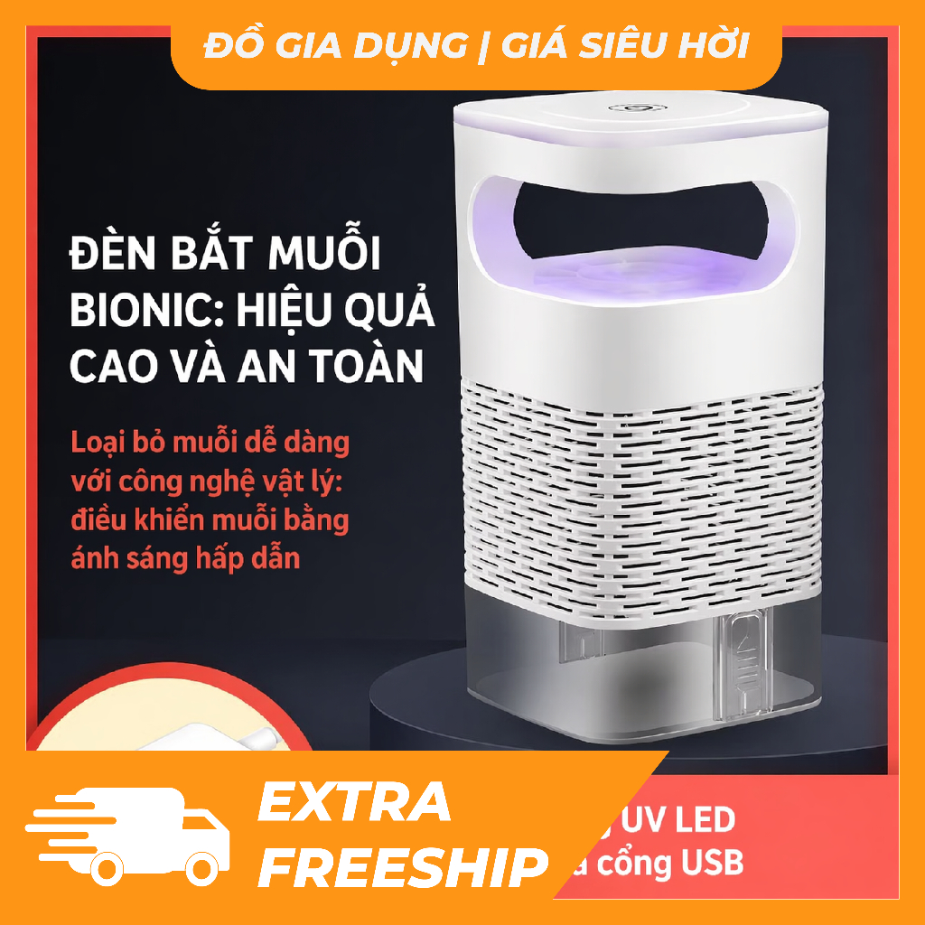 [Đặc Biệt] Đèn Bắt Muỗi Diệt Côn Trùng, Máy Bắt Muỗi Thông Minh Có Đèn Led Tia UV Tiết Kiệm Điện Làm Đèn Ngủ
