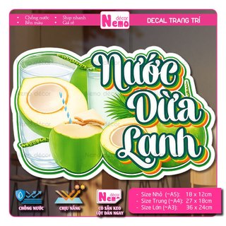 Decal Sữa Đậu Nành, Sữa Bắp, Nước Mía, Nước Dừa, Soda, Tranh Dán Quán Nước, Cà Phê - Sticker Chịu Được Mưa Nắng.