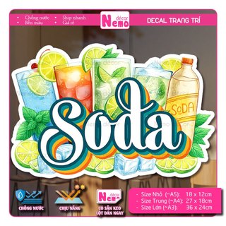 Decal Sữa Đậu Nành, Sữa Bắp, Nước Mía, Nước Dừa, Soda, Tranh Dán Quán Nước, Cà Phê - Sticker Chịu Được Mưa Nắng.