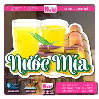 Decal Sữa Đậu Nành, Sữa Bắp, Nước Mía, Nước Dừa, Soda, Tranh Dán Quán Nước, Cà Phê - Sticker Chịu Được Mưa Nắng.