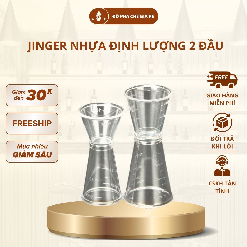 Ly đong nhựa jinger định lương hai đầu, có chia vạch dùng cho pha chế cà phê, trà sữa, đồ uống
