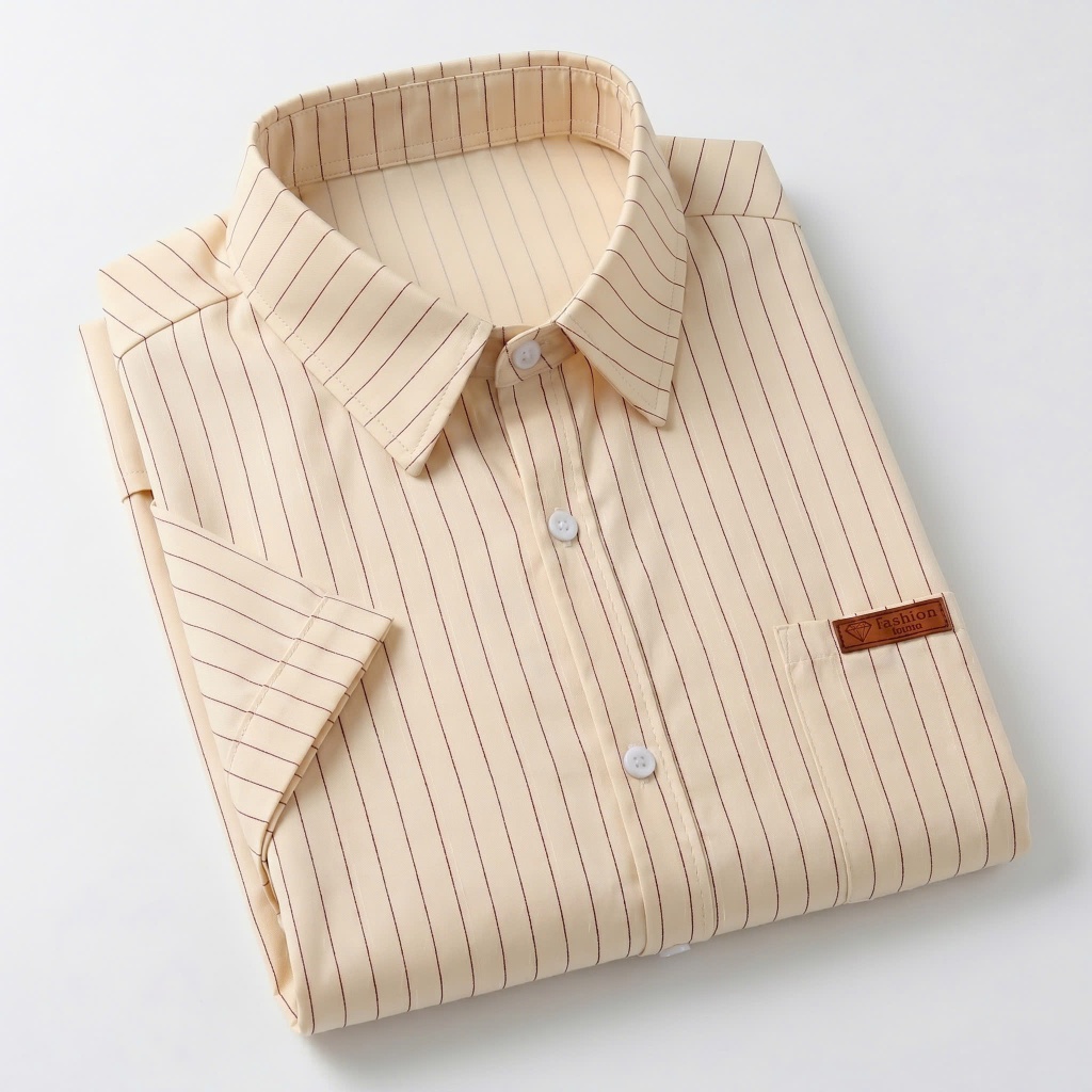 Áo sơ mi cộc tay nam nữ kẻ sọc nhẹ, 2 màu ghi trắng hottrend có logo ở túi trước, designed by Nice Clothes | BigBuy360 - bigbuy360.vn