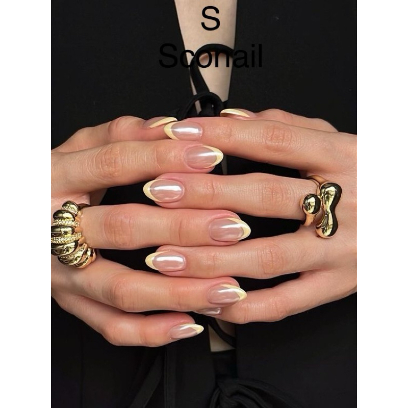 (hỏa tốc) NAIL BOX THẠCH TRÁNG GƯƠNG FRECNH ĐẦU MÓNG VÀNG PASTEL