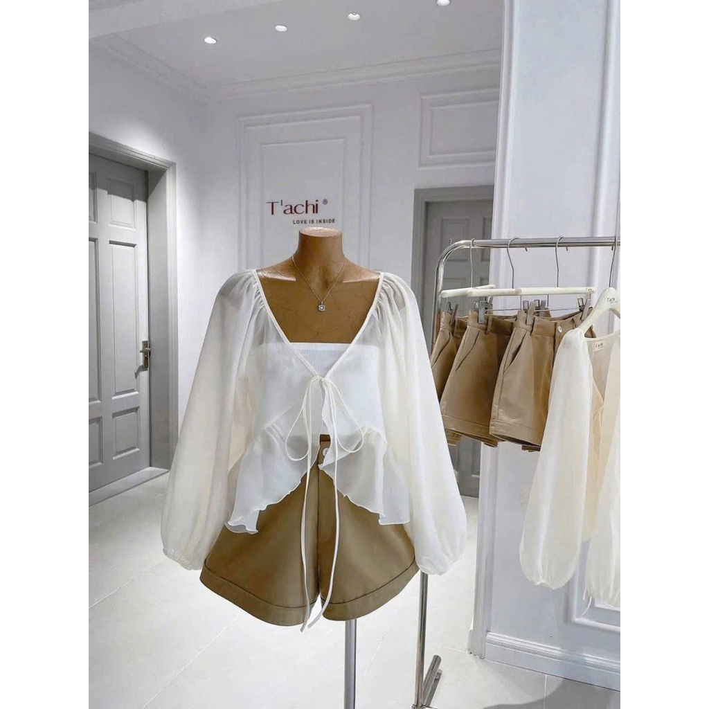 ( Tặng Áo Quây ) Áo Khoác Cardigan Mermaid Top Chất Tơ Mềm Ngắn Cột Dây Tay Dài, Áo Khoác Kèm Quần Mặc Đi Biển Xinh