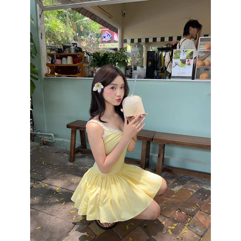 Đầm Nữ WOBYN DRESS Hai Dây Soắn Ngực Dáng Xòe Dễ Thương SECODEE