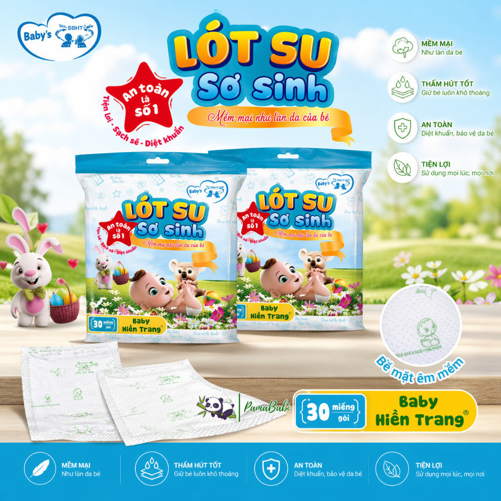 [200 Miếng] Miếng lót phân su Hiền Trang cho bé sơ sinh, miếng lót sơ sinh thấm hút, Tã lót sơ sinh