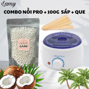 Combo nồi nấu + 100g sáp wax lông tại nhà an toàn lành tính thơm dừa dịu nhẹ phù hợp mọi vùng da