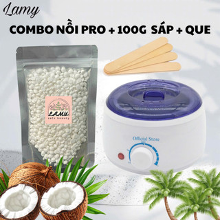 Combo nồi nấu + 100g sáp wax lông tại nhà an toàn lành tính thơm dừa dịu nhẹ phù hợp mọi vùng da