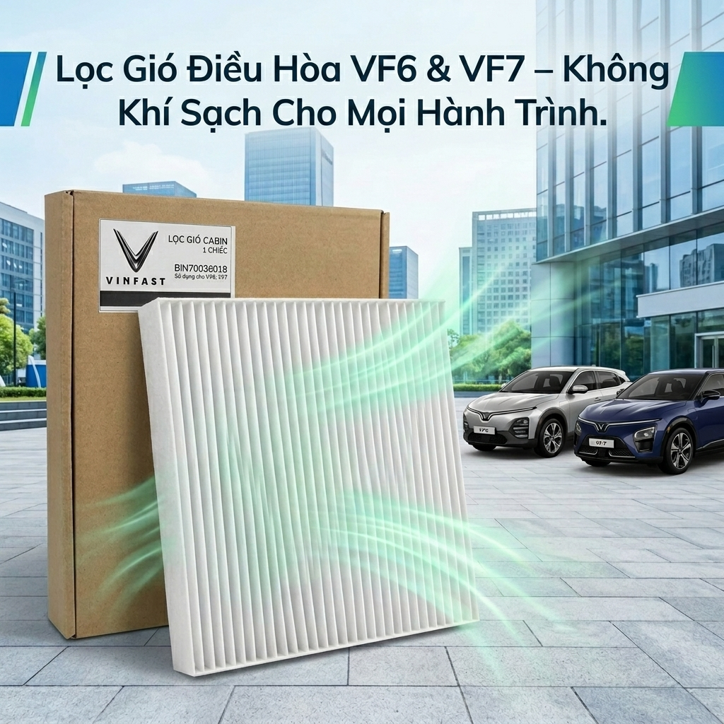 Lọc Gió Điều Hòa VinFast VF6 VF7 Lọc Sạch Khử Mùi, Lọc PM2.5, Kháng Khuẩn (Mã : BIN70036018)