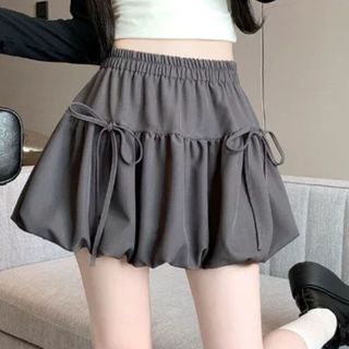 Chân váy bí ngắn thắt nơ form phồng có quần bảo hộ cạp chun freesize hồng đen trắng VANISA CV040