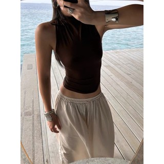 Áo yếm cổ cao Noir Drape M558