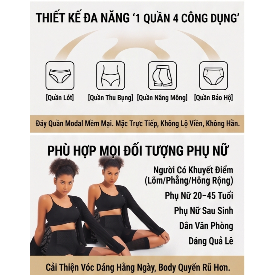 Quần Định Hình Nâng Mông Santony 336 - Gen Đùi Tự Nhiên, Êm Ái Mặc Hàng Ngày Aosimanna