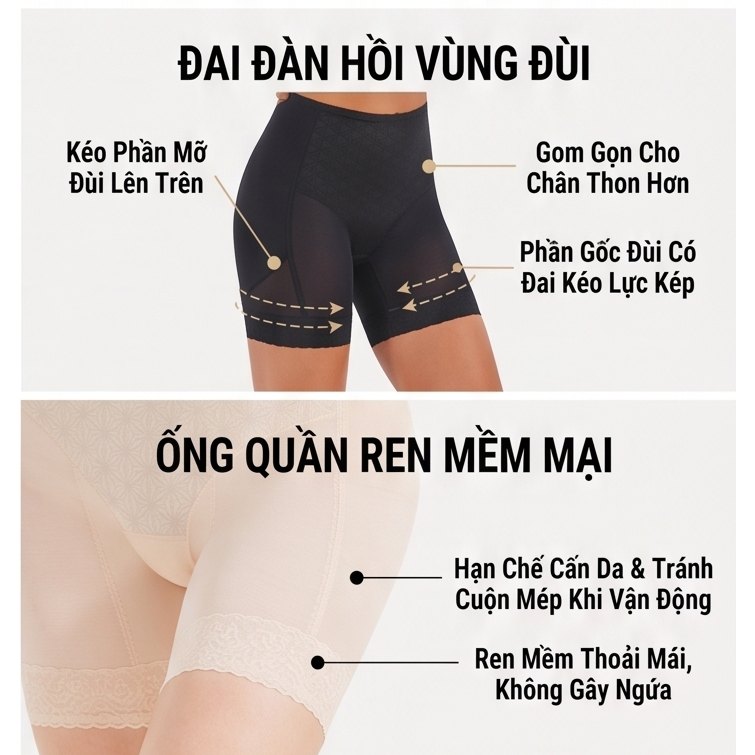 Quần Định Hình Nâng Mông Santony 336 - Gen Đùi Tự Nhiên, Êm Ái Mặc Hàng Ngày Aosimanna