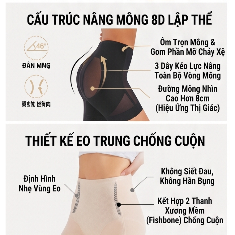 Quần Định Hình Nâng Mông Santony 336 - Gen Đùi Tự Nhiên, Êm Ái Mặc Hàng Ngày Aosimanna