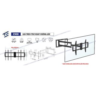 Khung Treo Tivi Xoay Đa Năng E900 (47 - 90 Inch) - Cánh Tay Dài Siêu Chịu Lực,