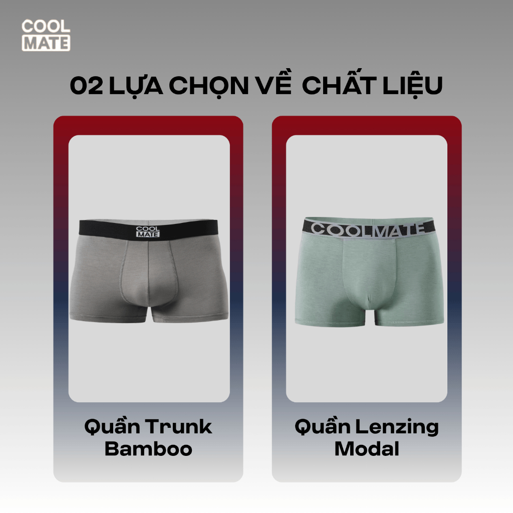 [TẶNG QUÀ ĐƠN 329K]Combo 3 quần lót nam siêu kháng khuẩn Trunk Bamboo, Lenzing Modal thấm hút, nhanh khô Coolmate