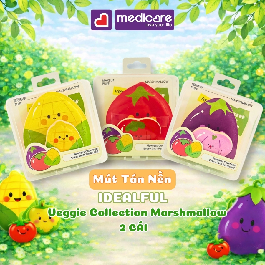 Mút tán nền IDEALFUL Veggie Collection Marshmallow Puff 2 cái