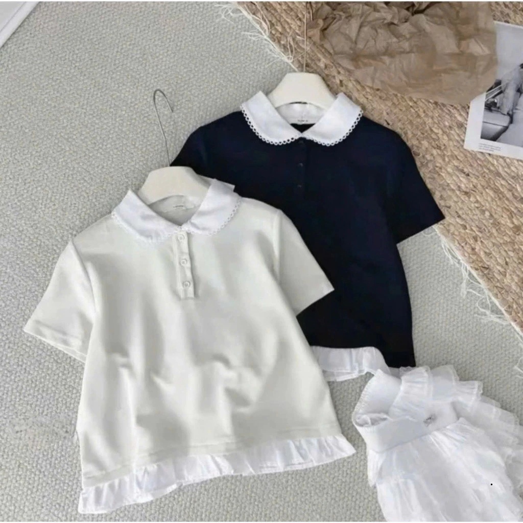 [Peinn] ÁO POLO CỔ SEN phối viền bèo chất liệu cotton trẻ trung nhẹ nhàng hot trend 12 THÁNG SÁU MA1521