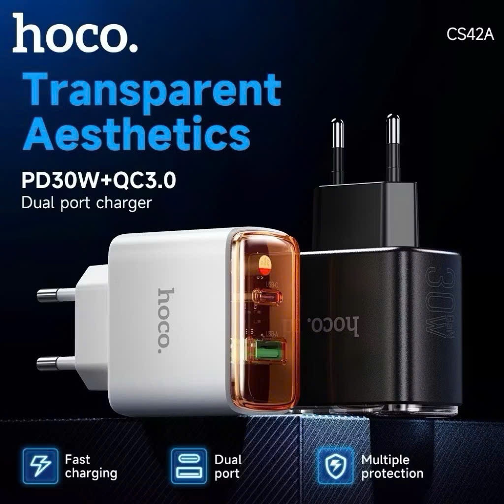 Bộ sạc nhanh 30W hoco CS42A chính hãng 2 cổng sạc tiêu chuẩn an toàn không nóng máy BH 6 tháng