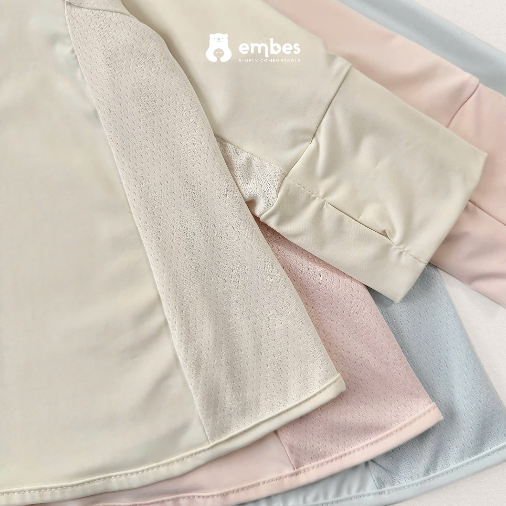 Áo Chống Nắng Embes, Áo Chống Nắng Có Mũ Vành Chất Proly Mềm Mại Chống Tia UV Cho Bé Size Từ 8-18Kg